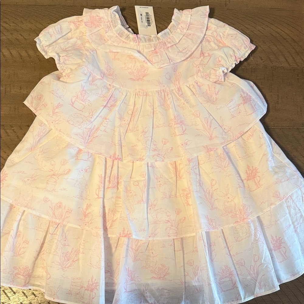 Janie and Jack Pink & White Tiered Ruffle Dress.